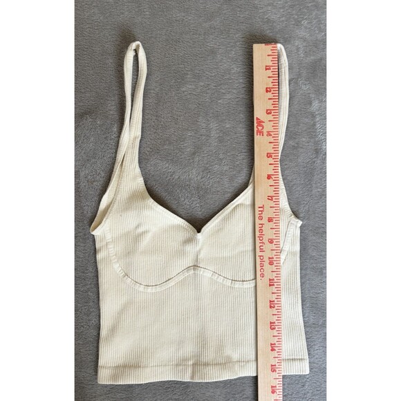 Intimately Free People Ribbed Bralette Crop Top Womens Medium Cream Y2K Minimal - Picture 3 of 5